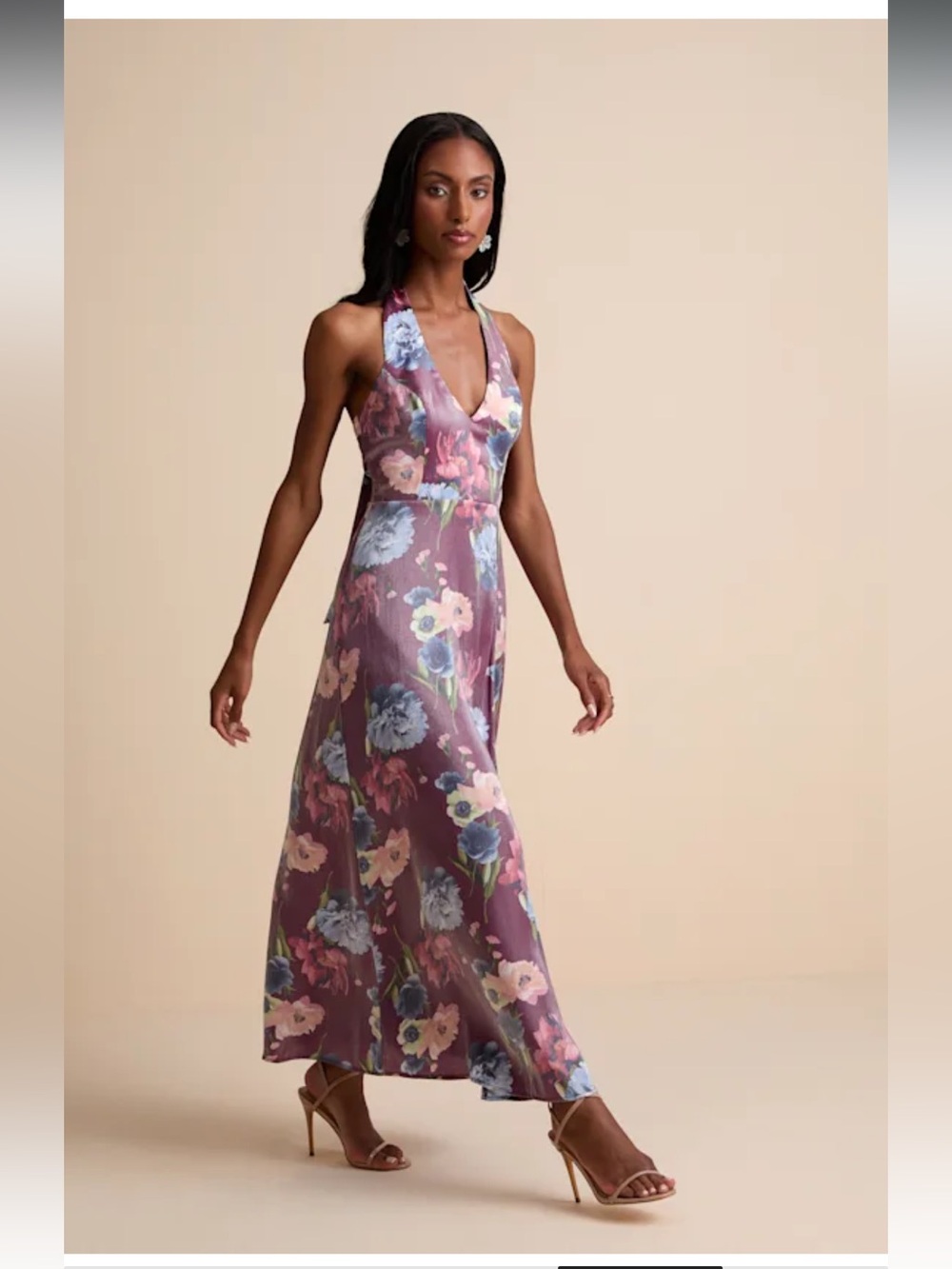 NWT Lulu’s Floral Halter Maxi Dress